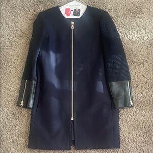 Elegant Navy Blue & Black Women's Coat